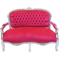 Casa Padrino Barock Kinder Sitzbank Pink / Silber Antik Stil Kinder Sofa