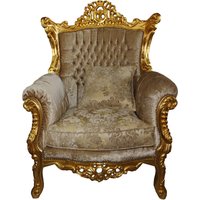 Casa Padrino Barock Sessel "Al Capone" Mod2 Braun-Creme Muster/Gold - Möbel Antik Stil - Limited Edition