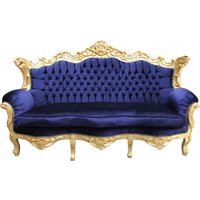 Casa Padrino Barock Sofa Master Royal Blau / Gold - Wohnzimmer Möbel Couch Lounge