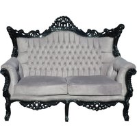 Casa Padrino Barock 2-er Sofa Master Grau / Schwarz - Antik Stil Wohnzimmer Möbel - Limited Edition