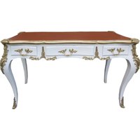 Casa Padrino Luxus Barock Schreibtisch Weiss / Gold / Apricot - Sekretär Luxus Möbel - Limited Edition