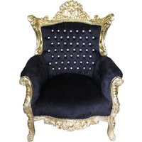 Casa Padrino Barock Sessel Al Capone Schwarz-Gold mit Bling Bling Glitzersteinen