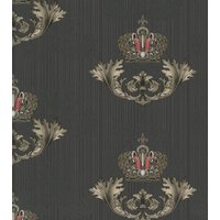 Harald Glööckler Imperial Barock Tapete 54854 Schwarz mit goldener Krone