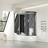 Home Deluxe Cabina de ducha con bañera ALLIN 2IN1 - 170 x 90 Negro Derecha