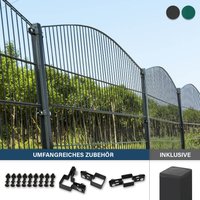 Home Deluxe Valla decorativa de doble piquete montaña incl. postes esquineros antracita/verde MORATA - 240 cm x 30m 3x postes esquineros