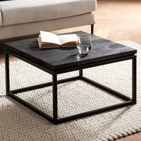 FineBuy Design Couchtisch Mango Massivholz schwarz · Wohnzimmertisch mit Metallgestell · moderner Massivholztisch im Industrial Stil