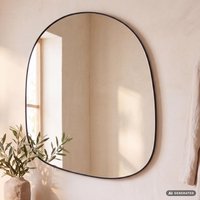 Finebuy Design Wandspiegel organische Form 53x60cm moderner unregelmäßiger rahmenloser Spiegel asymmetrisch schwarz, Badezimmer, Schlafzimmer, Eingangsbereich, Flur, Waschtisch