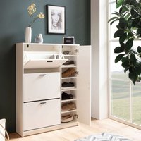 FineBuy FineBuy Schuhschrank Weiß 90x120x24 cm Schuhkipper Geschlossen, Schuhkommode Modern, Flurschrank mit Ablage, Schuhaufbewahrung Flurkommode für Schuhe Hoch