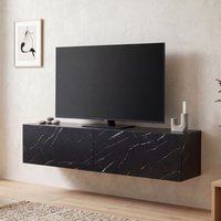 FineBuy Lowboard Hängend Marmor-Optik 120x30x30 cm TV-Schrank, Design Fernsehtisch mit Klapptüren Modern, Fernsehschrank Wand, TV-Kommode Fernsehkommode zum Aufhängen