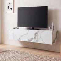 FineBuy Lowboard Hängend Marmor-Optik 120x30x30 cm TV-Schrank, Design Fernsehtisch mit Klapptüren Modern, Fernsehschrank Wand, TV-Kommode Fernsehkommode zum Aufhängen