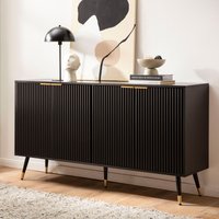 FineBuy FineBuy Sideboard 150x81x39 cm Anrichte Schwarz mit Eiche-Dekor, Kommode mit Türen, Kommodenschrank Flurschrank Modern, Standschrank Wohnzimmer Metallbeine