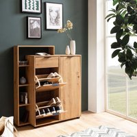 FineBuy FineBuy Schuhschrank Eiche-Dekor 98x110x30 cm Schuhkipper Geschlossen, Schuhkommode mit Schublade Modern, Flurschrank mit Regal und Ablage, Schuhaufbewahrung Flurkommode für Schuhe Hoch
