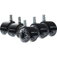FineBuy 5er Set leichtgängige Universal-Schwerlastrollen für Bürostuhl 11 mm Stift / Durchmesser 50 mm, Leise Premium Hartbodenrollen Bürostuhlrollen, Drehstuhlrollen Doppellaufrollen