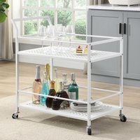 FineBuy Servierwagen Metall 79x45x83 cm mit Rollen & Bremsen, Küchenwagen 2 Ebenen, Barwagen & Rollwagen Multifunktional Modern, Beistellwagen für Küche, Esszimmer, Wohnzimmer