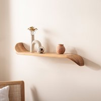 FineBuy Wandregal Mango Massivholz · Hängeregal mit geschwungenen Enden · Handgefertigtes Schwebendes Regal im modernen Design · Regalbrett aus Echtholz