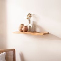 FineBuy Wandregal Akazie Massivholz - Schwebendes Design Regal für die Wand Holz massiv - Hängeregal in Wellenform - Wandboard aus Echtholz