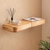 FineBuy Wandregal Akazie Massivholz mit Schublade - Design Regal für die Wand - Holz Wandboard mit Stauraum - Schwebendes Hängeregal aus Echtholz