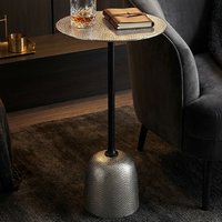 FineBuy Beistelltisch Aluminium 29cm - Kleiner runder Anstelltisch aus Metall silber - Design Wohnzimmertisch - Dekotisch - Couchtisch - Metalltisch Handmade pflegeleicht