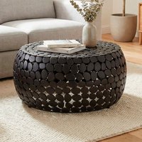 FineBuy Couchtisch Aluminium rund 66x32 cm - Design Sofatisch Wohnzimmer – Moderner Wohnzimmertisch Metall – Runder Loungetisch – Alu Beistelltisch Handmade
