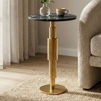 FineBuy Beistelltisch Marmor rund 59 cm Dekotisch mit Marmor Tischplatte - Design Dekotisch mit Aluminiumgestell - Anstelltisch Sofatisch modern - Couchtisch Wohnzimmertisch elegant Handmade
