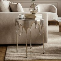 FineBuy Beistelltisch 43cm Aluminium Tisch Rund - Design Anstelltisch Alu Modern - Wohnzimmertisch Metall Tropfen - Metalltisch Dekotisch Couchtisch Handmade