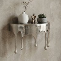 FineBuy Wandregal Aluminium Silber Tropfen Optik - Ausgefallenes Hängeregal Metall - Design Drops Schweberegal Alu - Modernes Wandboard Dekoregal Handmade