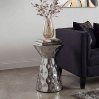 FineBuy Beistelltisch Aluminium 36cm Rund - Design Anstelltisch Metall - Loungetisch Alu - Moderner Sofatisch - Couchtisch Wohnzimmertisch Klein Handmade