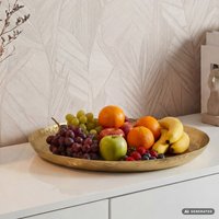 FineBuy Obstteller Rund Schale Metall 50cm Tischdeko - Moderner Obstkorb - Obstschale aus Aluminium - Elegante Dekoschale - Alu Früchteschale Handmade
