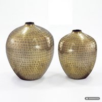 FineBuy Tischvase 2er Set Aluminium - Dekovase rund - Metall Vase modern - Wohnzimmer Deko Alu - Design Vase Tisch Dekoration Handmade