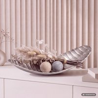 FineBuy Dekoschale Oval Aluminium Schale 60cm - Design Schmuckschale Metall Wohnzimmer - Alu Wohnaccessoire Modern - Metallschale Dekoration - Aluschale lang schmal Handmade
