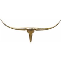 FineBuy FineBuy Deko Geweih Bull M FB37859 Gold 100 cm Aluminium Design Hörner, Wanddekoration Stierkopf Horn Modern, Wandskulptur Geweih-Jagdtrophäe Metall, Longhorn Wandschmuck Groß