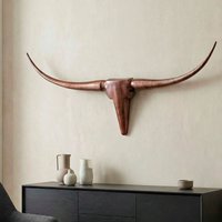 FineBuy FineBuy Deko Geweih Bull M FB37860 Bronze 100 cm Aluminium Design Hörner, Wanddekoration Stierkopf Horn Modern, Wandskulptur Geweih-Jagdtrophäe Metall, Longhorn Wandschmuck Groß