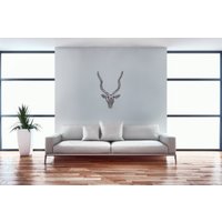 FineBuy FineBuy Deko Hirschgeweih S Aluminium Wanddeko Landhausstil Silber Metall modern, Design Hirschkopf Landhaus Geweih Wand groß, Wohndeko Hirsch außen, Wandschmuck