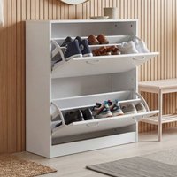 FineBuy Schuhkipper KIEL 75 x 87 x 24 cm Farbe mit 2 Klappen 20 Paar Schuhe, Moderner Schuhschrank aus MDF, Schuhregal schmal Kommode für Flur