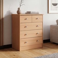 FineBuy Design Holz-Kommode 60 x 70 x 35 cm mit 5 Schubladen, Mehrzweckanrichte flach für Flur, Modernes Sideboard zeitlose Anrichte