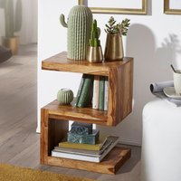 FineBuy Beistelltisch Massivholz
