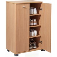 FineBuy FineBuy Design Schuhschrank NIMES modern Holz 12 Paar Schuhe 4 Fächer 2 Türen, Schuhregal 60 x 90 x 35 cm platzsparend, Schuhkommode Flurschrank mit Ablage