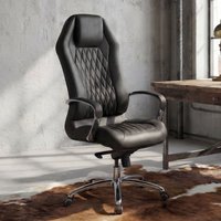 FineBuy Bürostuhl MONTEREY Echt-Leder Schreibtischstuhl XXL Polsterung Design Chefsessel hohe Rückenlehne mit Kopfstütze Drehstuhl Drehsessel höhenverstellbar Wippfunktion Hartbodenrollen