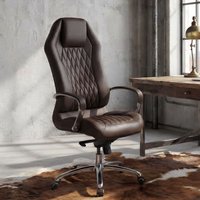 FineBuy Bürostuhl MONTEREY Echt-Leder Schreibtischstuhl XXL Polsterung Design Chefsessel hohe Rückenlehne mit Kopfstütze Drehstuhl Drehsessel höhenverstellbar Wippfunktion Hartbodenrollen