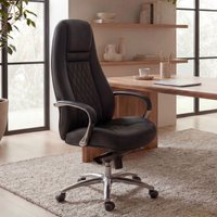 FineBuy AUSTIN Bürostuhl Echtleder Schreibtischstuhl ergonomisch Chefsessel edel Drehstuhl höhenverstellbar
