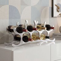 FineBuy FineBuy Design Aluminium Weinregal 9 Flaschen in Silber 55x20x12 cm, Flaschenregal Wein Zubehör Edel modern, Metall Deko Weinflaschen Halter Schmal Küche Regal, Alu Flaschenständer liegend