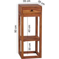 Massiver Beistelltisch PATAN Holz Massiv 90 x 35 x 35 cm, Telefontisch mit Schublade für Flur Anrichte, Moderne Konsole mit Ablage