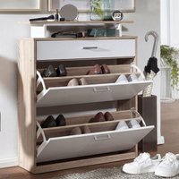 FineBuy FineBuy Schuhkipper Holz 80x95x24 cm Modern Sonoma Eiche, Design Schuhregal Schuhkipper Schmal, Schuhschrank Schuhaufbewahrung mit Schublade, Flurschrank Schuhablage Regal