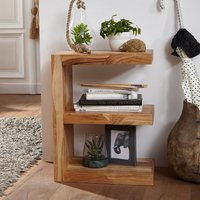 FineBuy Beistelltisch Massivholz E Cube 60cm hoch Wohnzimmer-Tisch Design braun Landhaus Couchtisch Farbe wählbar