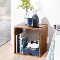 FineBuy Standregal Massivholz 43,5 cm Cube Regal Holzregal Naturprodukt Beistelltisch Landhausstil
