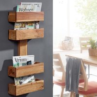FineBuy Zeitungsständer Massivholz 2 Ablagefächer Zeitschriftenständer Prospekthalter Landhausstil Material wählbar