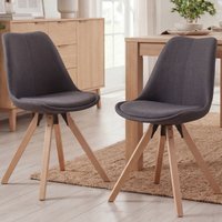 FineBuy Design Esszimmerstühle 2er Set SV43580 Skandinavische Stühle mit Holzbeinen, Retro Stuhlset Bunt, Küchenstühle mit Stoff, Lehnenstuhl Modern, Küchenstuhl Esszimmer