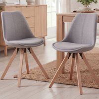 FineBuy Design Esszimmerstühle 2er Set SV43580 Skandinavische Stühle mit Holzbeinen, Retro Stuhlset Bunt, Küchenstühle mit Stoff, Lehnenstuhl Modern, Küchenstuhl Esszimmer