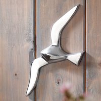 FineBuy FineBuy Wanddekoration Möwe Aluminium poliert Dekofigur Silber Statue Skulptur groß Alu einzeln modern Maritim Nordsee