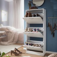 FineBuy FineBuy Schuhkipper mit 3 Fächern für 18 Paar Schuhe, Moderner Schuhschrank in Weiß, Schuhkommode 50 x 24 x 125 cm